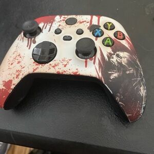 Custom Zombie-Themed Gaming Controller - Red and Black for xbox